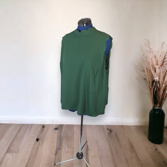 Modcloth Tops - Mod Cloth Green Scallop High Neck Tank Blouse Size 3x